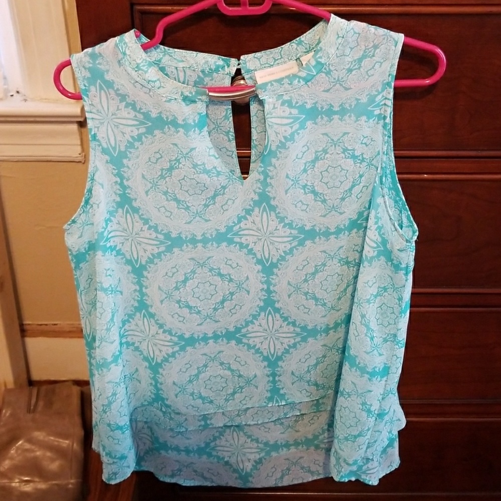 Blue sleeveless blouse